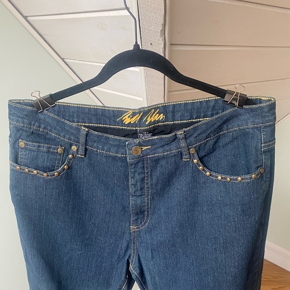 Bill Blass Vintage Stretch Bootcut Jeans Embellished Riveted Pockets Blue 14P - Picture 4 of 11